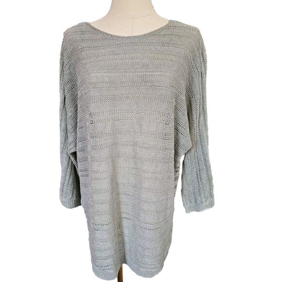 Tahari 100%‎ Linen Sweater Open Knit Sage Green Beachy Women's Medium - Picture 1 of 3
